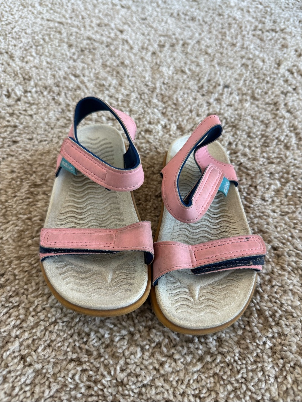Native Charley Sandals in Pink Adjustable Velcro